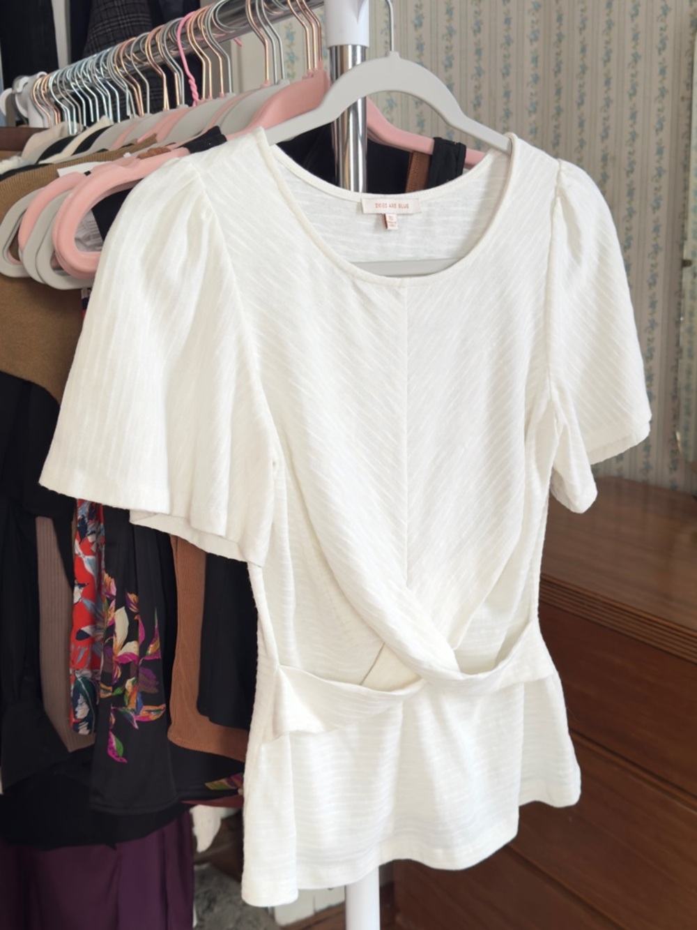 Twist-Front Flutter Sleeve Top